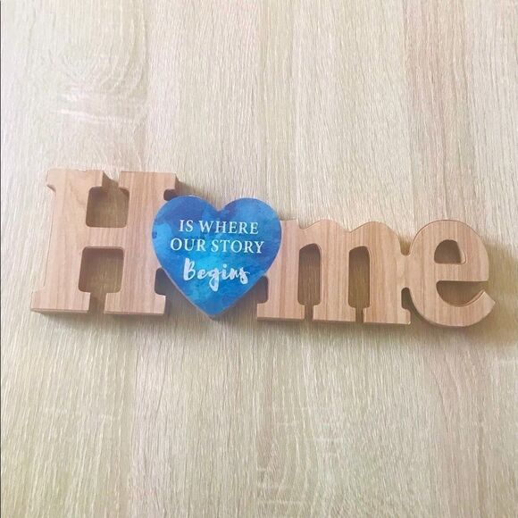 Preowned - “Home Is Where Our Story Begins” Wooden Distressed Home Decor - Picture 1 of 2